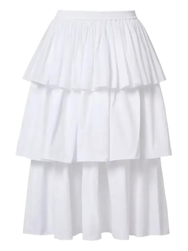 Alaïa Ruffled tiered cotton midi skirt Alaïa Ruffled tiered cotton midi skirt