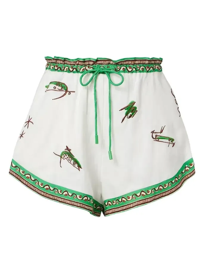 Alémais Wanda embroidered linen shorts