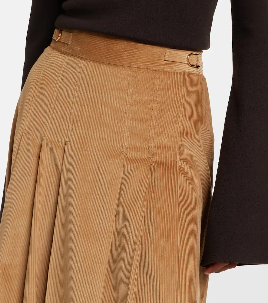 Gabriela Hearst Wesley pleated cotton corduroy midi skirt | Thumbnail 5