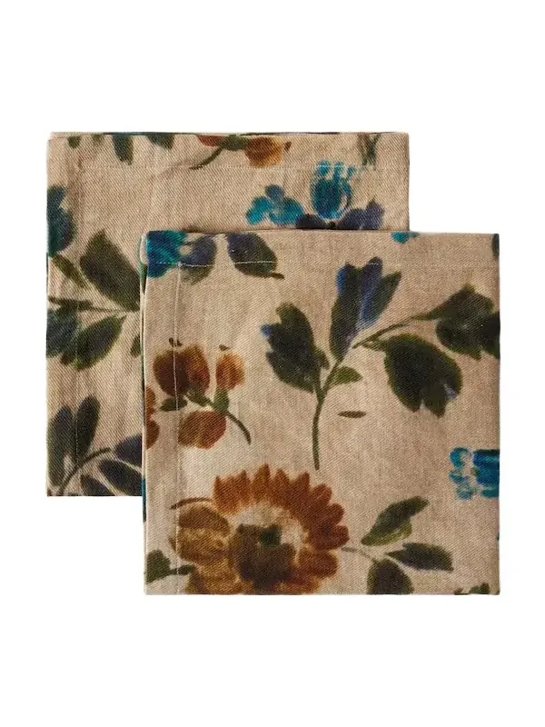 The House of Lyria Rosalia set of 2 floral linen napkins