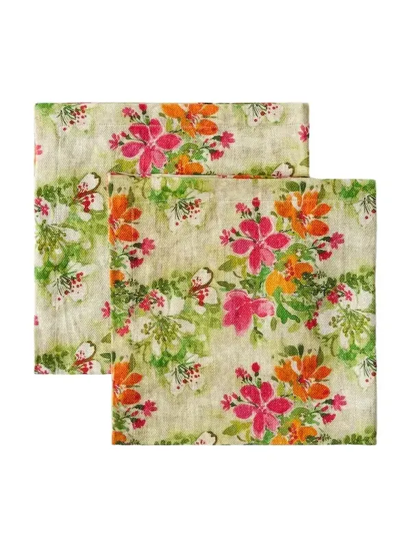 The House of Lyria Potamia set of 2 floral linen napkins