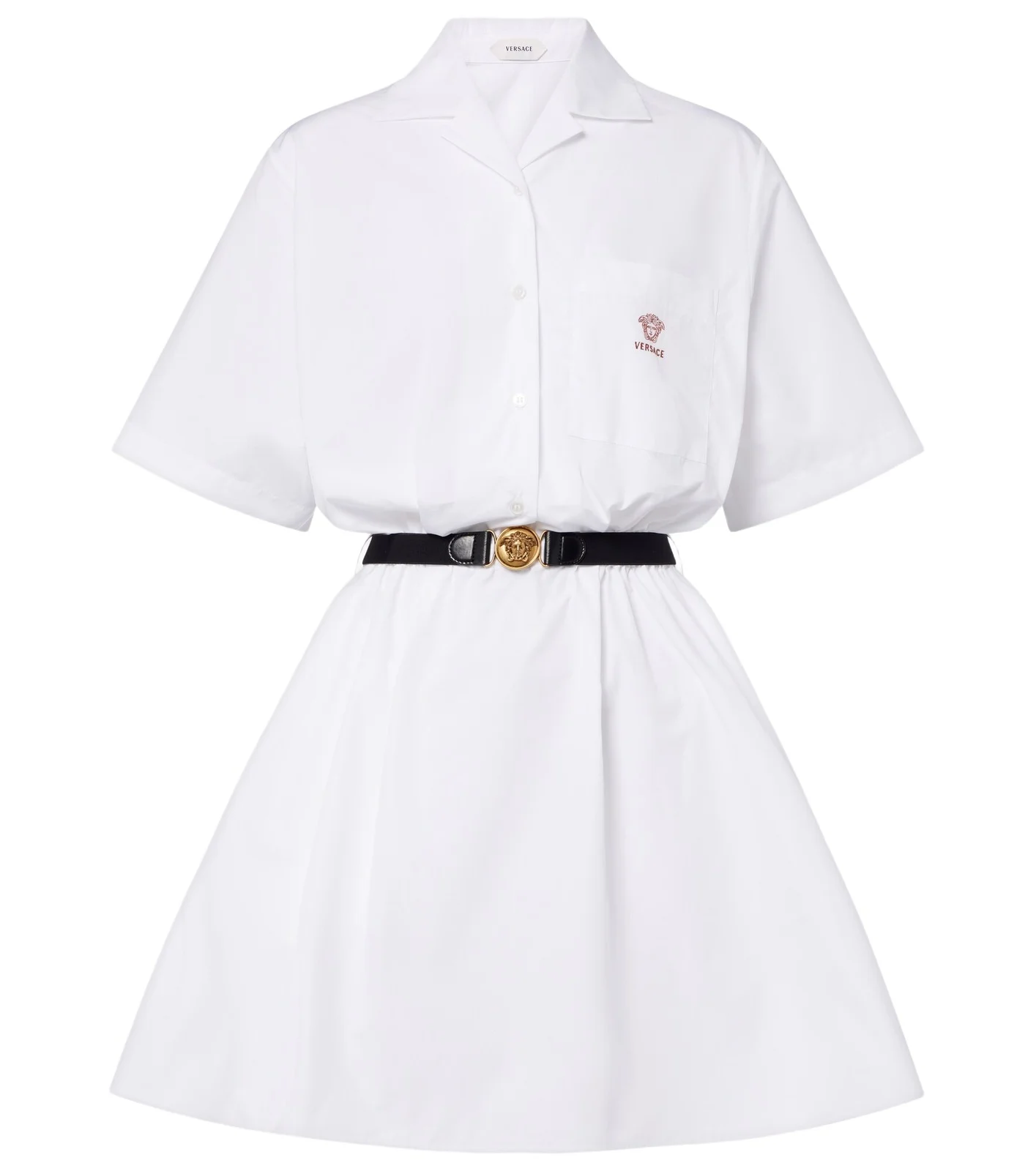 Belted cotton poplin minidress