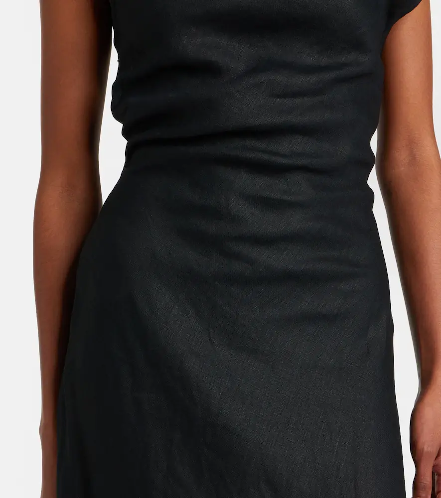 Faithfull Sius asymmetric linen midi dress | Thumbnail 3
