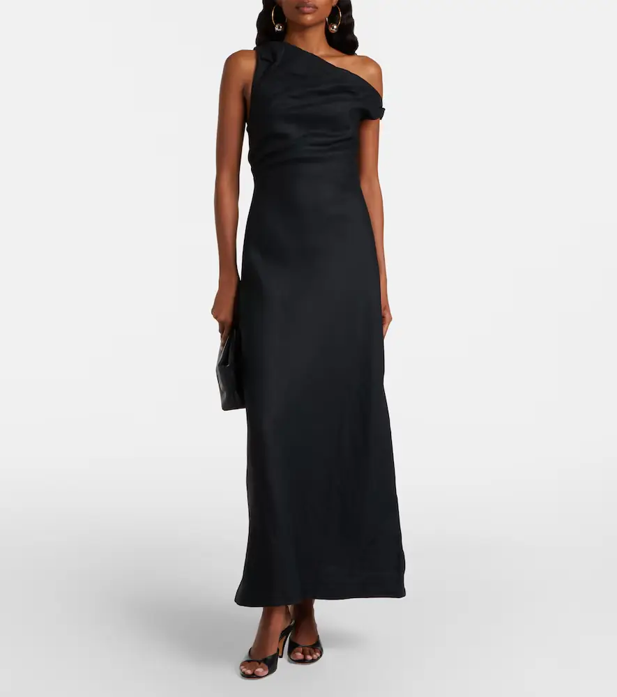 Faithfull Sius asymmetric linen midi dress | Thumbnail 5