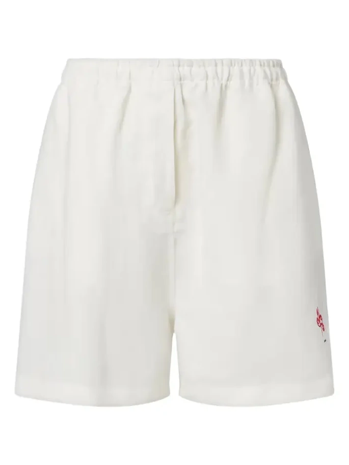 Embroidered linen shorts