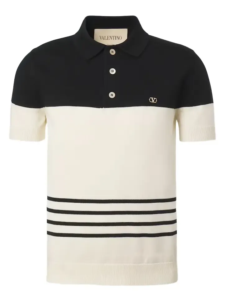 Valentino Garavani VLogo striped cotton polo sweater