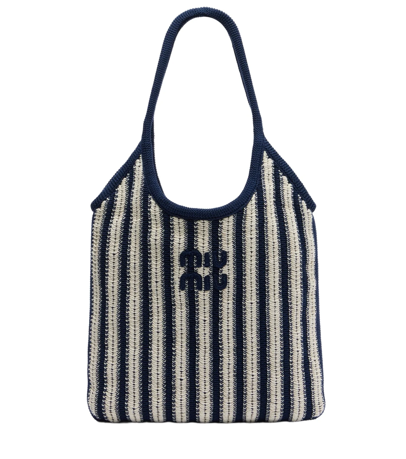 Miu Miu Ivy Medium striped crochet shopper