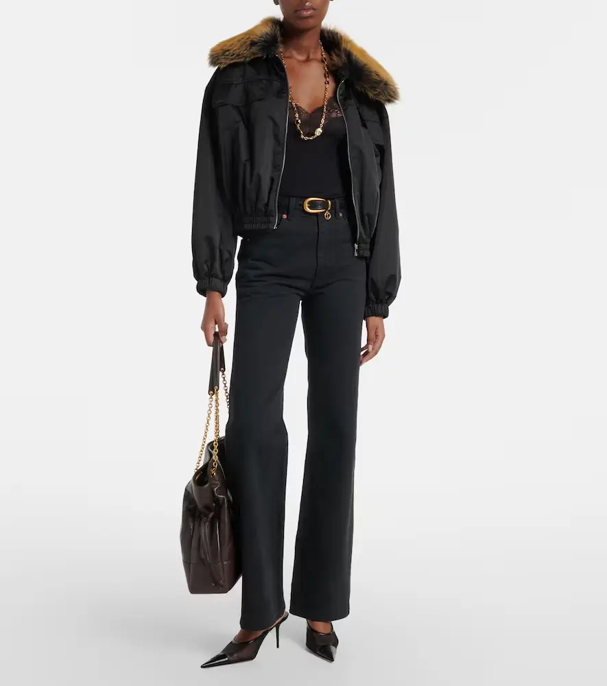 Saint Laurent Shearling-trimmed blouson jacket | Thumbnail 7 Saint Laurent Shearling-trimmed blouson jacket | Thumbnail 7