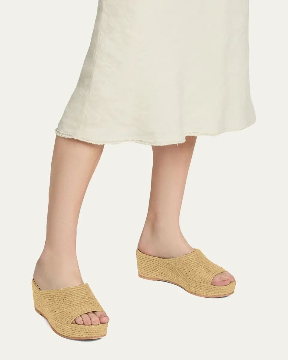 CARRIE FORBES Karim Woven Raffia Wedge Slide Sandals | Thumbnail 2