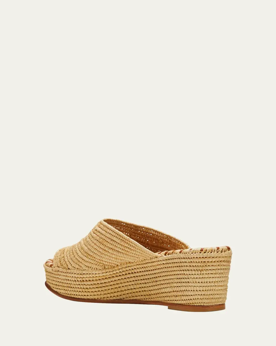 CARRIE FORBES Karim Woven Raffia Wedge Slide Sandals | Thumbnail 4