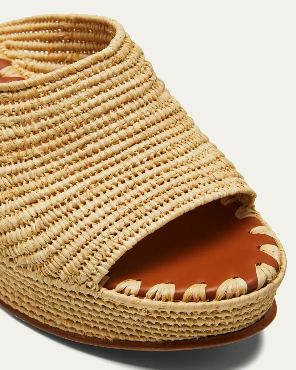 CARRIE FORBES Karim Woven Raffia Wedge Slide Sandals | Thumbnail 5