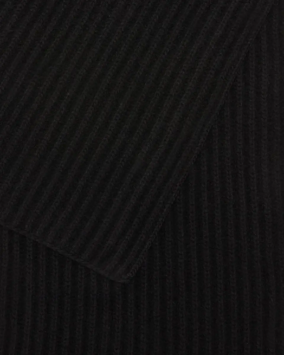 Bergdorf Goodman Ribbed Cashmere Scarf, Black | Thumbnail 4