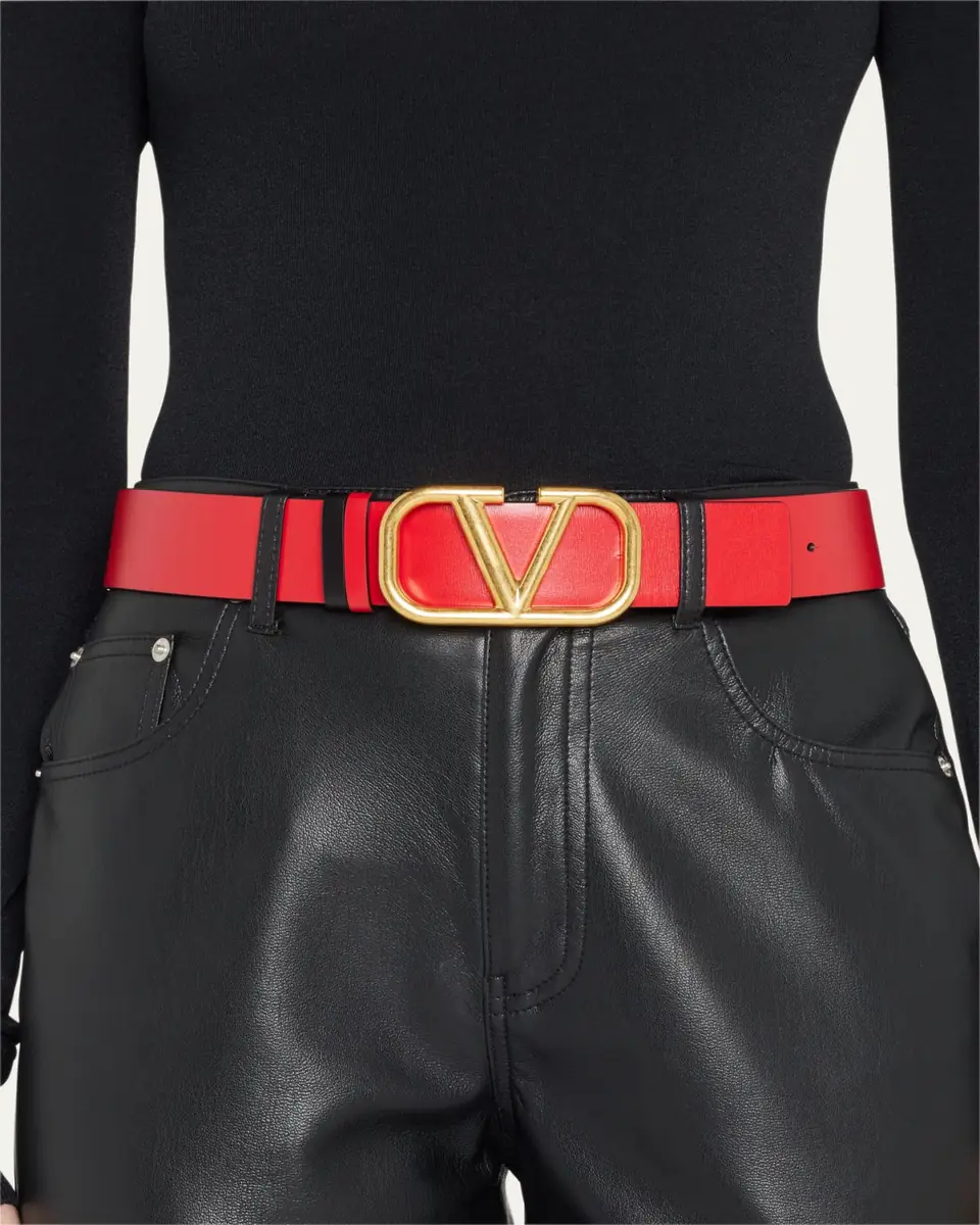 Valentino Garavani VLogo Leather Belt, 40mm | Thumbnail 2