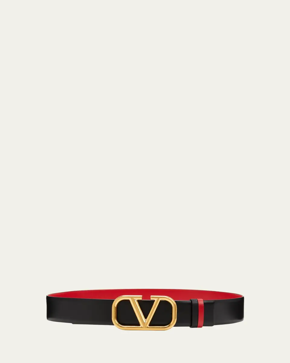 Valentino Garavani VLogo Leather Belt, 40mm | Thumbnail 3
