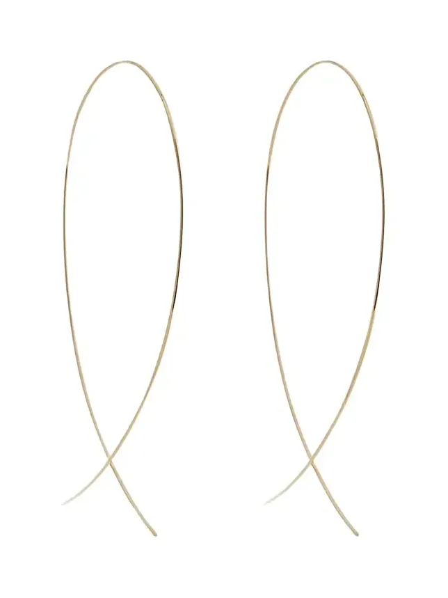 Large Upside Down Hoop Earrings in 14K Gold