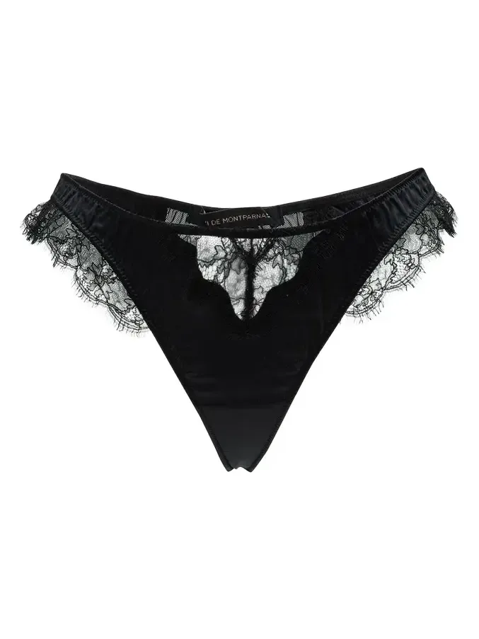 Sensuel Lace-Trim Silk Thong