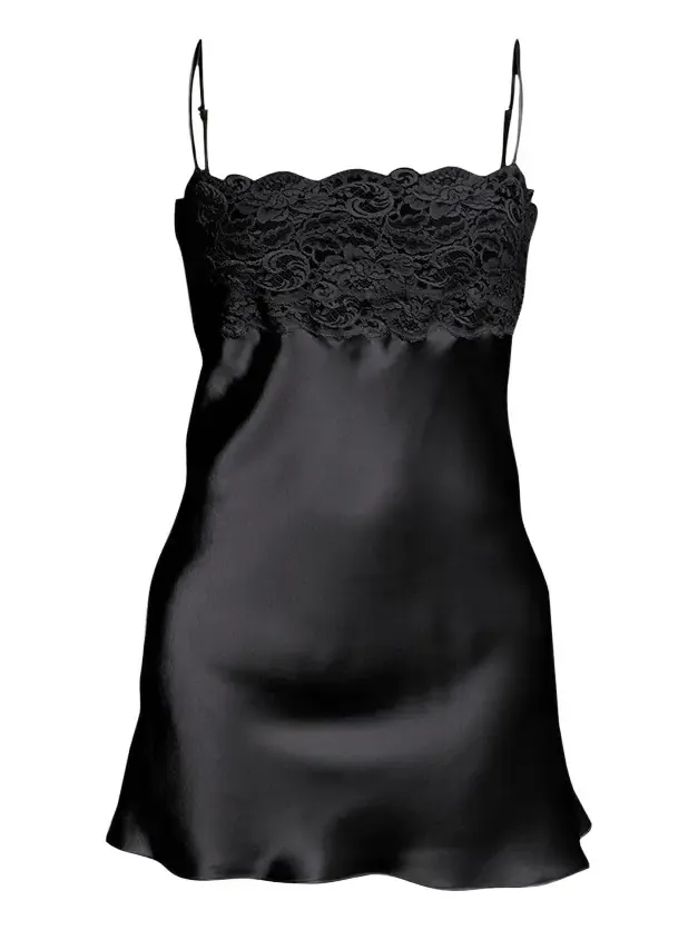 Bijoux Lace-Trim Silk Chemise Bijoux Lace-Trim Silk Chemise