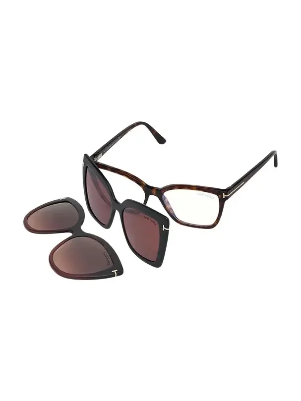 Tom Ford Square Blue-Block Optical Frames w/ Two Magnetic Sunglasses Clips