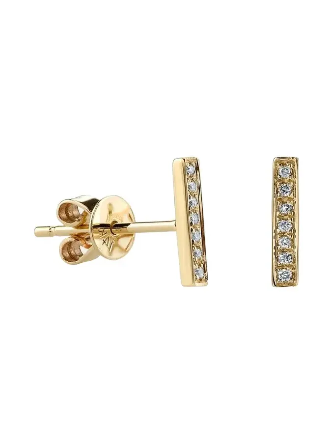 Small 14k Gold Diamond Bar Single Stud Earring