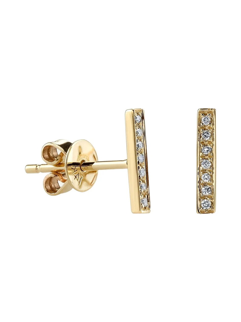 Small 14k Gold Diamond Bar Single Stud Earring Small 14k Gold Diamond Bar Single Stud Earring
