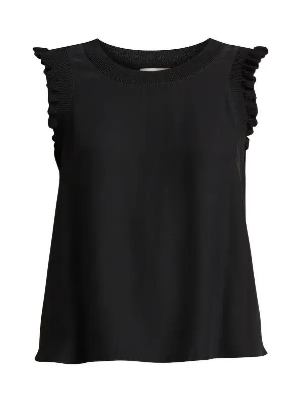 Tous Les Jours Lenore Crewneck Sleeveless Silk Top