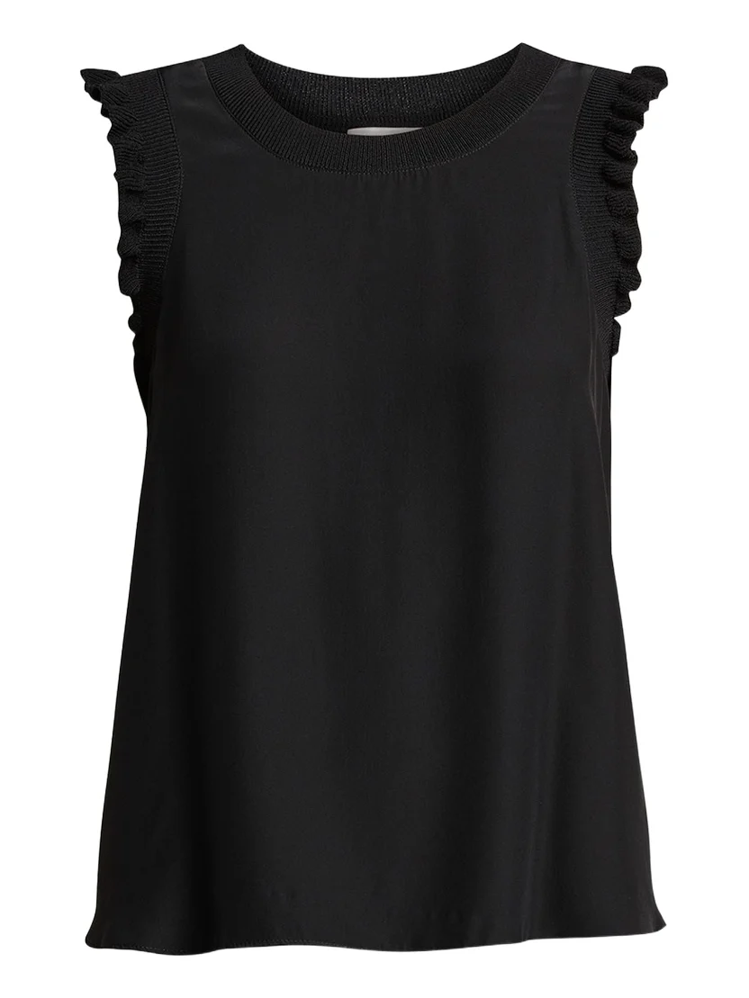 Tous Les Jours Lenore Crewneck Sleeveless Silk Top