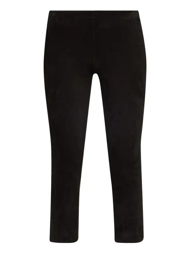 Stretch-Suede Split Hem Crop Pants