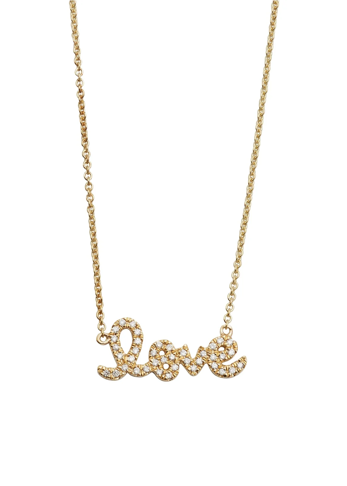 Gold Diamond Love Necklace, Small Gold Diamond Love Necklace, Small