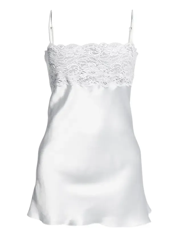Bijoux Lace-Trim Silk Chemise Bijoux Lace-Trim Silk Chemise