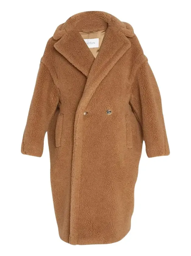 Double-Breasted Camel Hair Blend Teddy Coat Double-Breasted Camel Hair Blend Teddy Coat