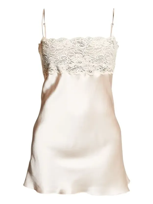 Bijoux Lace-Trim Silk Chemise Bijoux Lace-Trim Silk Chemise