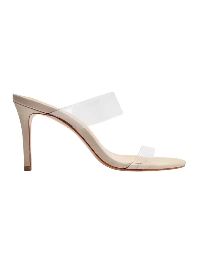 Ariella Strappy See-Through Vinyl Slide High-Heel Sandals Ariella Strappy See-Through Vinyl Slide High-Heel Sandals
