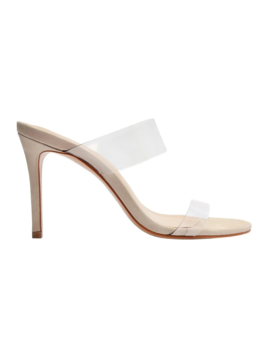 Ariella Strappy See-Through Vinyl Slide High-Heel Sandals Ariella Strappy See-Through Vinyl Slide High-Heel Sandals