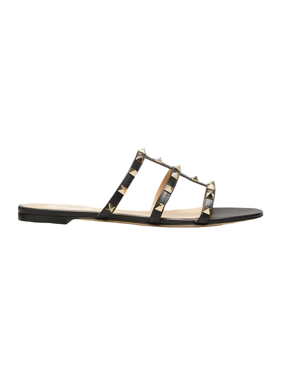 Rockstud Caged Flat Slide Sandals Rockstud Caged Flat Slide Sandals