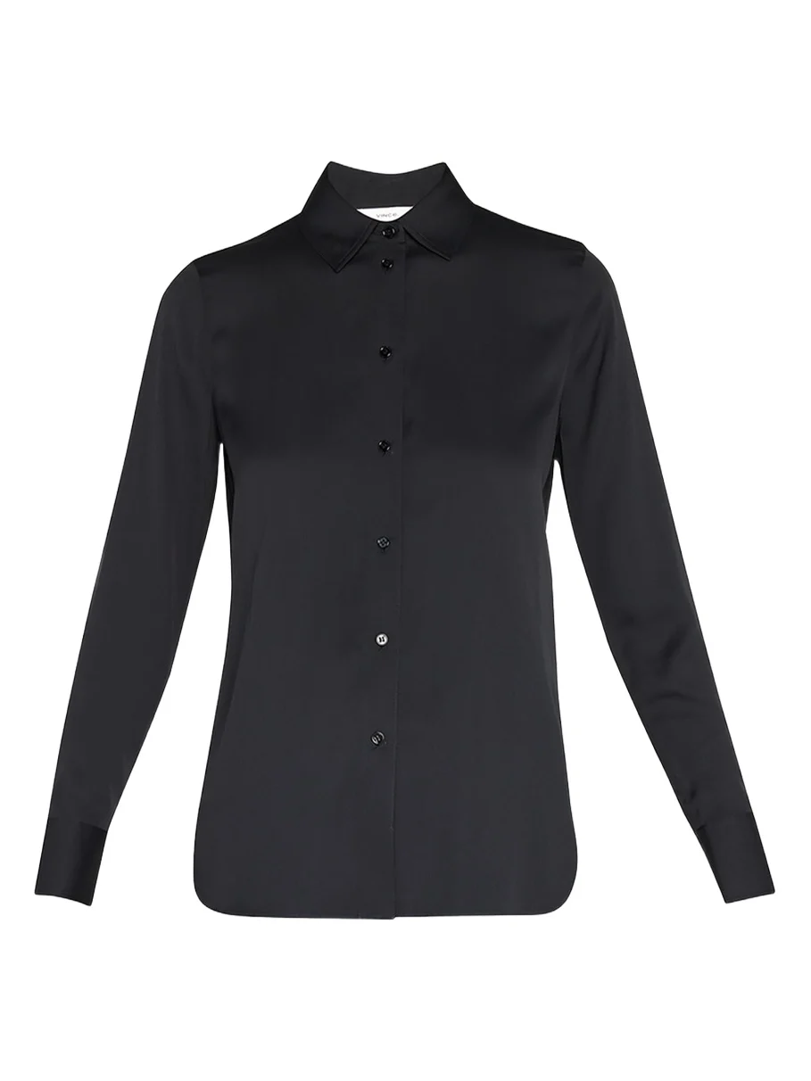 Slim-Fit Long-Sleeve Stretch-Silk Blouse Slim-Fit Long-Sleeve Stretch-Silk Blouse