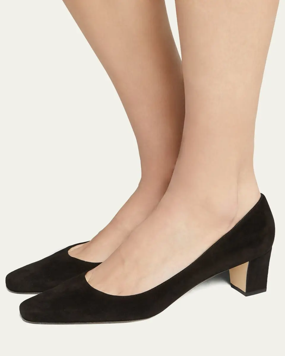 Manolo Blahnik Okkatopla Suede Block-Heel Pump | Thumbnail 2