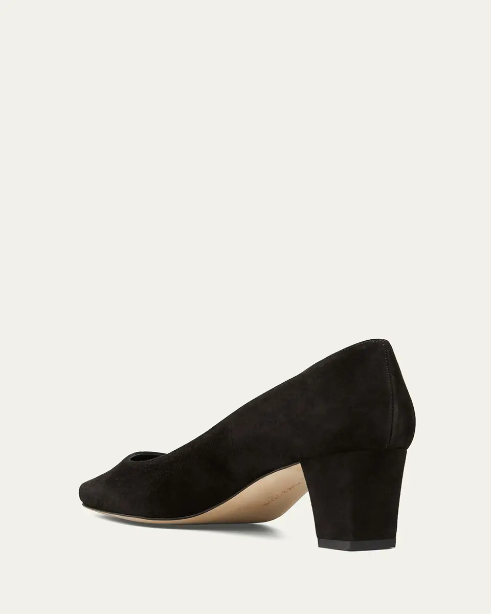 Manolo Blahnik Okkatopla Suede Block-Heel Pump | Thumbnail 4