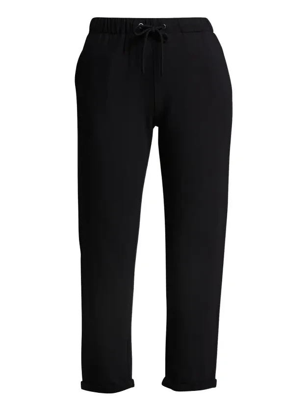 Drawstring French Terry Pants with Rolled Hem
