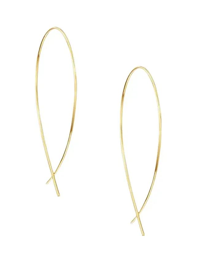 14K Gold Small Upside Down Hoop Earrings