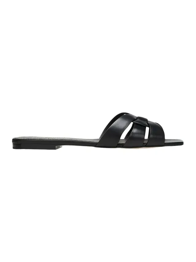Woven Leather Sandal Slide