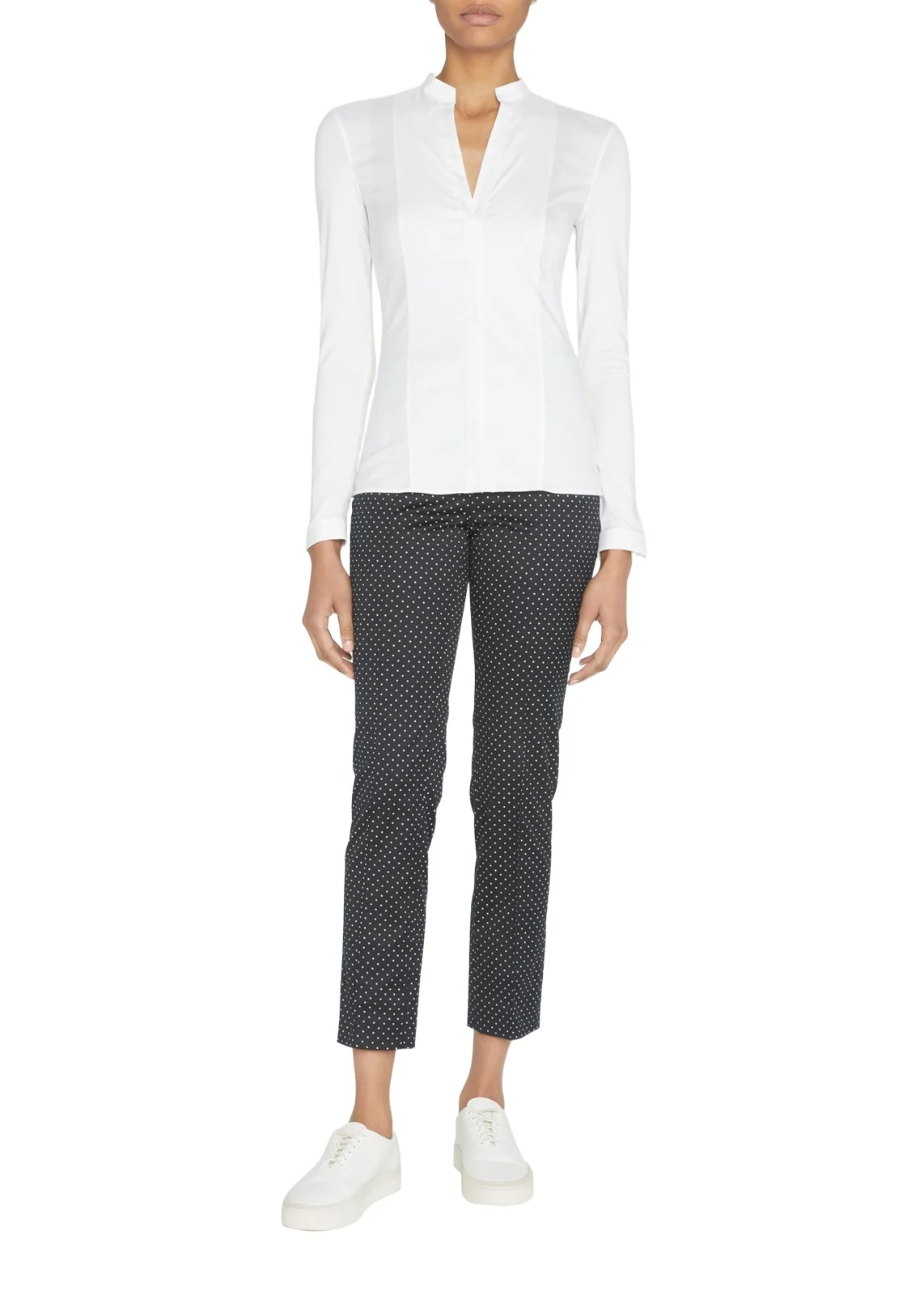 Long-Sleeve Cotton Jersey-Back Blouse Long-Sleeve Cotton Jersey-Back Blouse