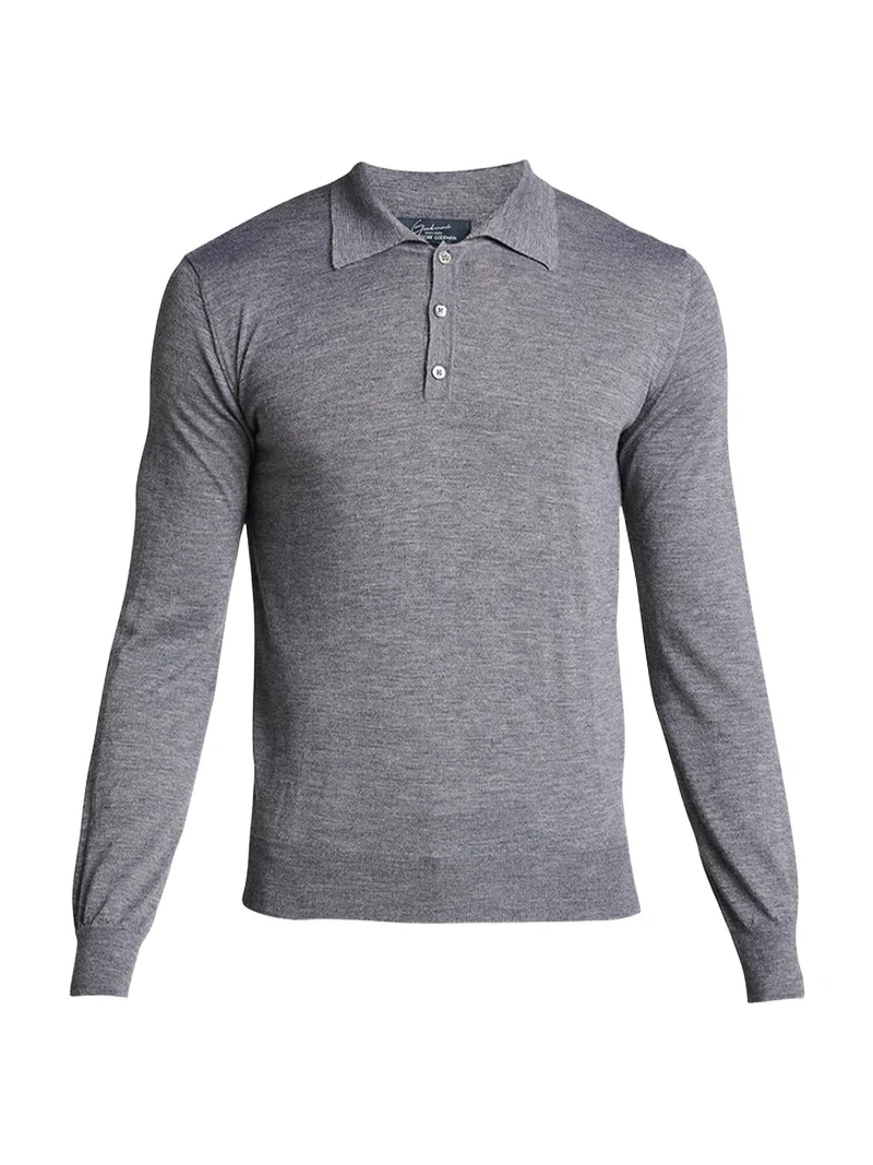 Long-Sleeve Cashmere Polo Sweater Long-Sleeve Cashmere Polo Sweater