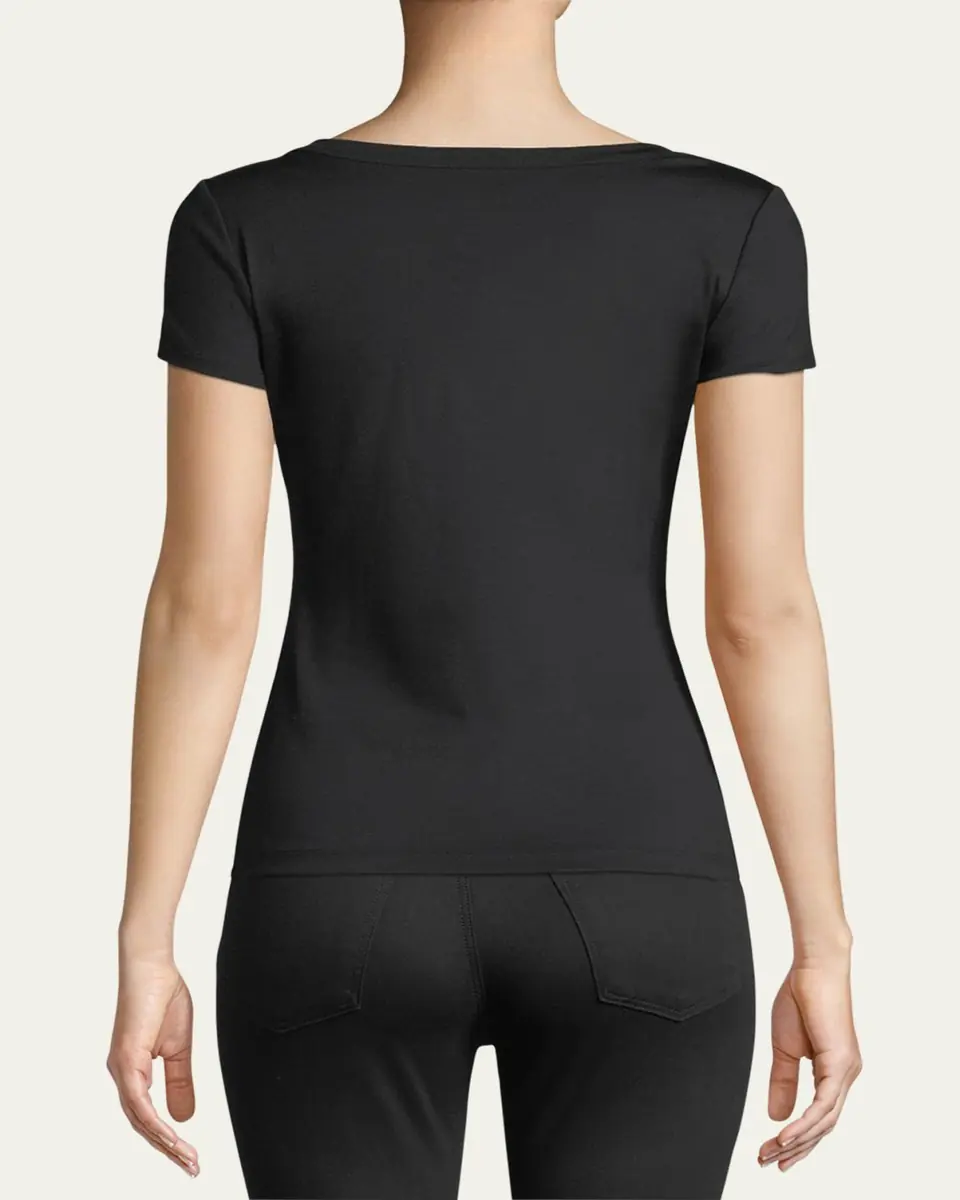 Lafayette 148 New York Cotton-Stretch Basic Tee | Thumbnail 3 Lafayette 148 New York Cotton-Stretch Basic Tee | Thumbnail 3