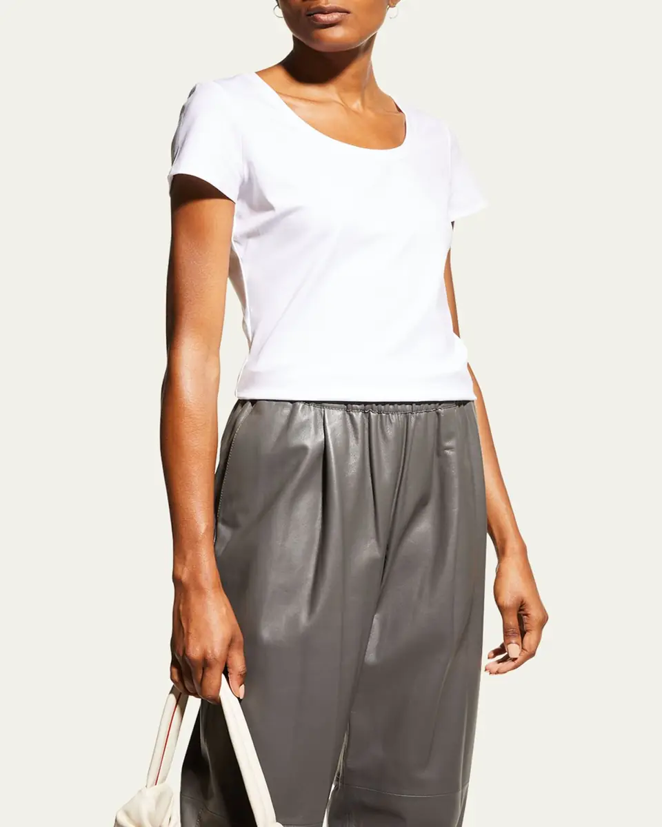Lafayette 148 New York Cotton-Stretch Basic Tee | Thumbnail 6 Lafayette 148 New York Cotton-Stretch Basic Tee | Thumbnail 6
