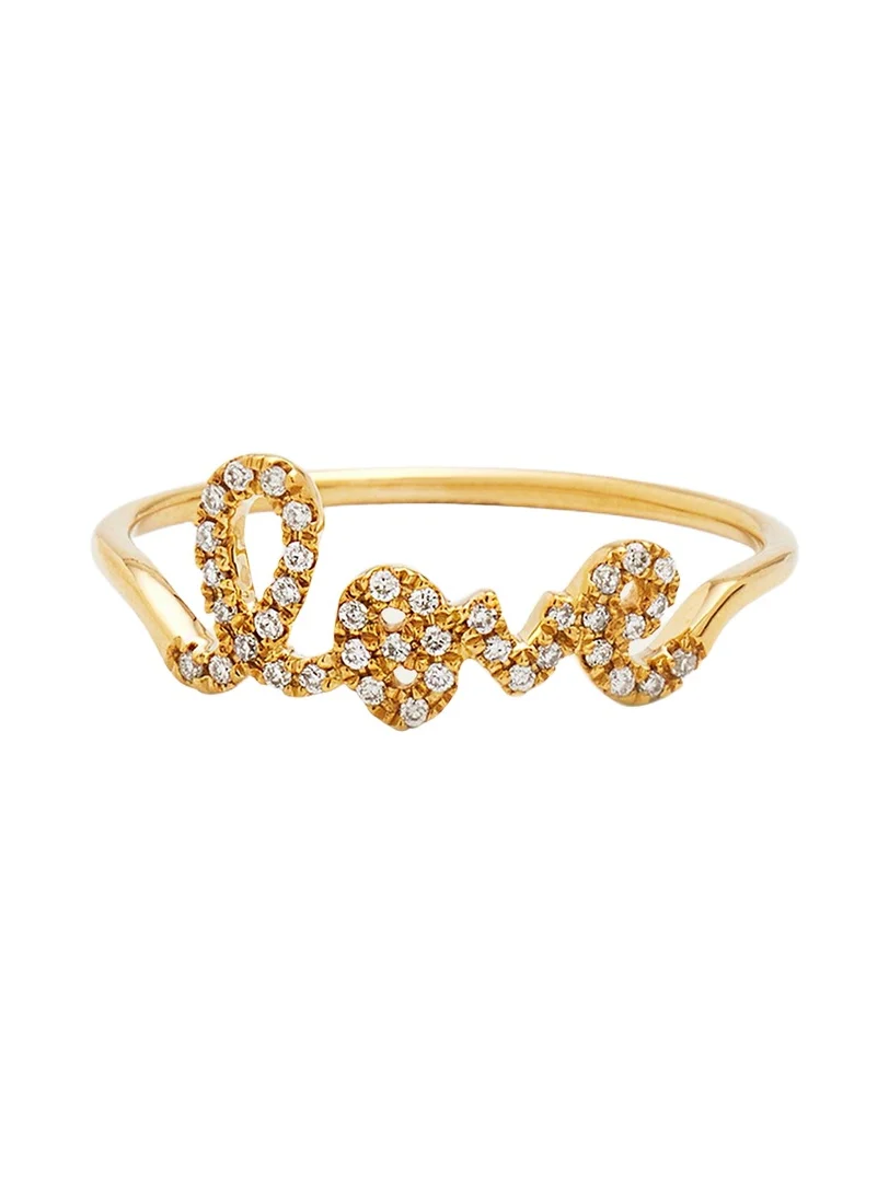 14k Gold Diamond Love Script Ring