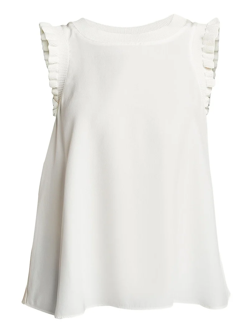 Tous Les Jours Lenore Crewneck Sleeveless Silk Top