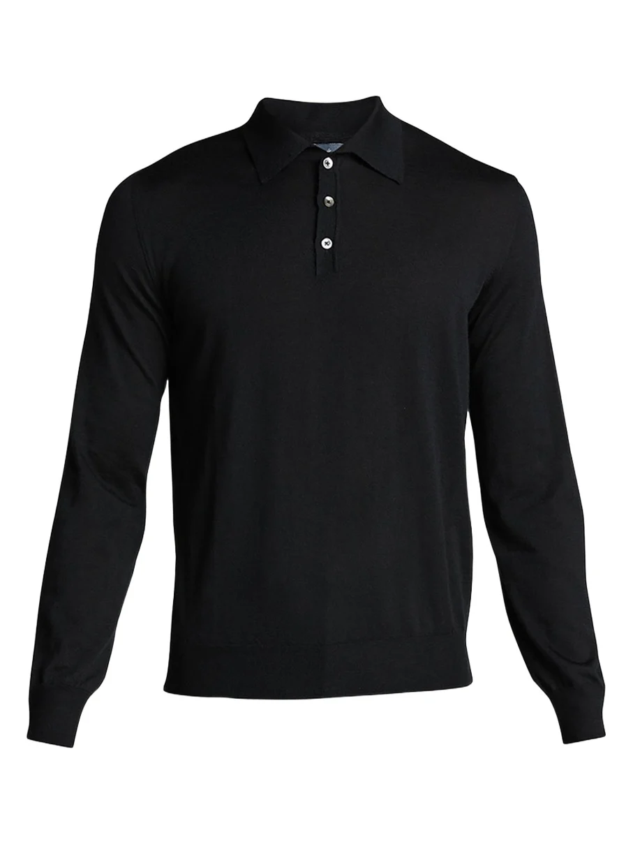 Long-Sleeve Cashmere Polo Sweater Long-Sleeve Cashmere Polo Sweater