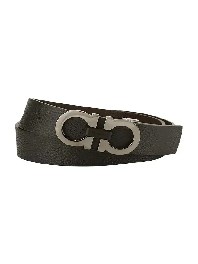 Moufflon Adjustable & Reversible Double-Gancini Buckle Leather Belt Moufflon Adjustable & Reversible Double-Gancini Buckle Leather Belt