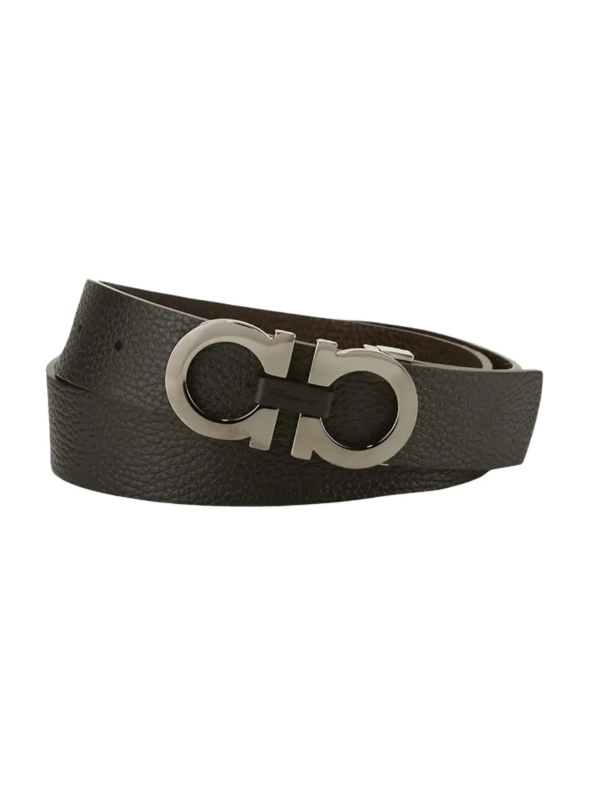 Ferragamo Moufflon Adjustable & Reversible Double-Gancini Buckle Leather Belt