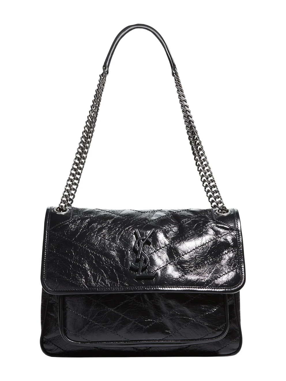 Niki Medium Flap YSL Shoulder Bag in Crinkled Leather Niki Medium Flap YSL Shoulder Bag in Crinkled Leather